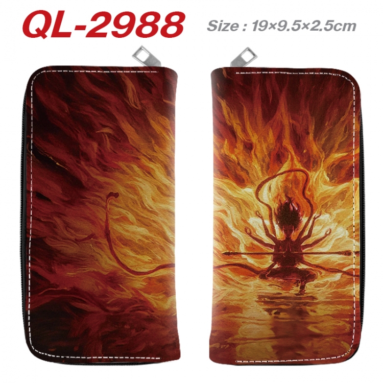 Nezha Anime peripheral PU leather full-color long zippered wallet 19.5x9.5x2.5cm QL-2988