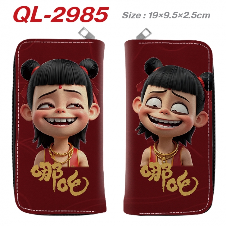 Nezha Anime peripheral PU leather full-color long zippered wallet 19.5x9.5x2.5cm QL-2985