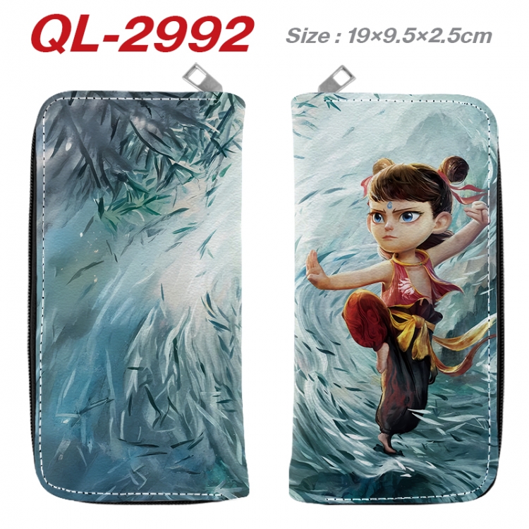 Nezha Anime peripheral PU leather full-color long zippered wallet 19.5x9.5x2.5cm QL-2992