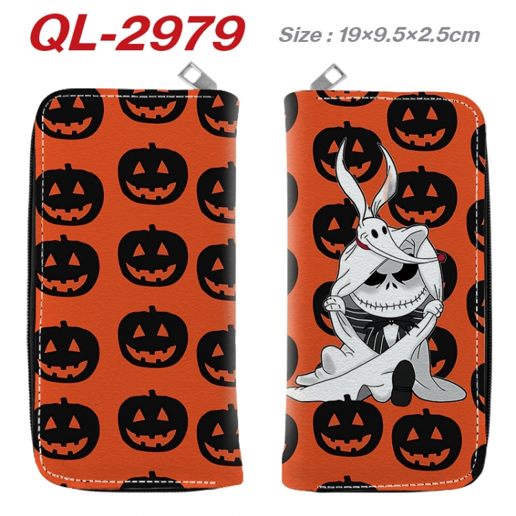 The Nightmare Before Christmas Anime peripheral PU leather full-color long zippered wallet 19.5x9.5x2.5cm QL-2979