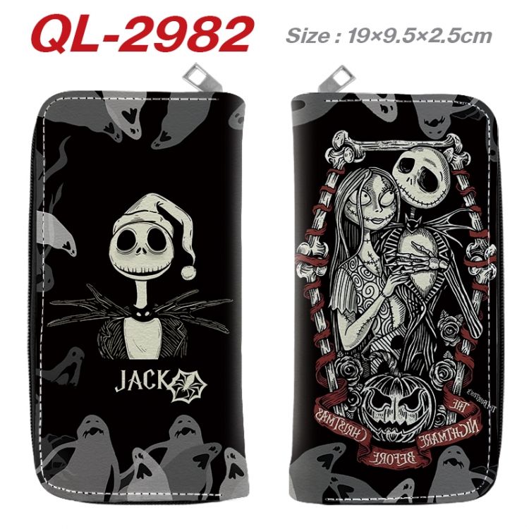 The Nightmare Before Christmas Anime peripheral PU leather full-color long zippered wallet 19.5x9.5x2.5cm QL-2982