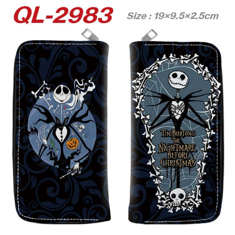 The Nightmare Before Christmas Anime peripheral PU leather full-color long zippered wallet 19.5x9.5x2.5cm QL-2983