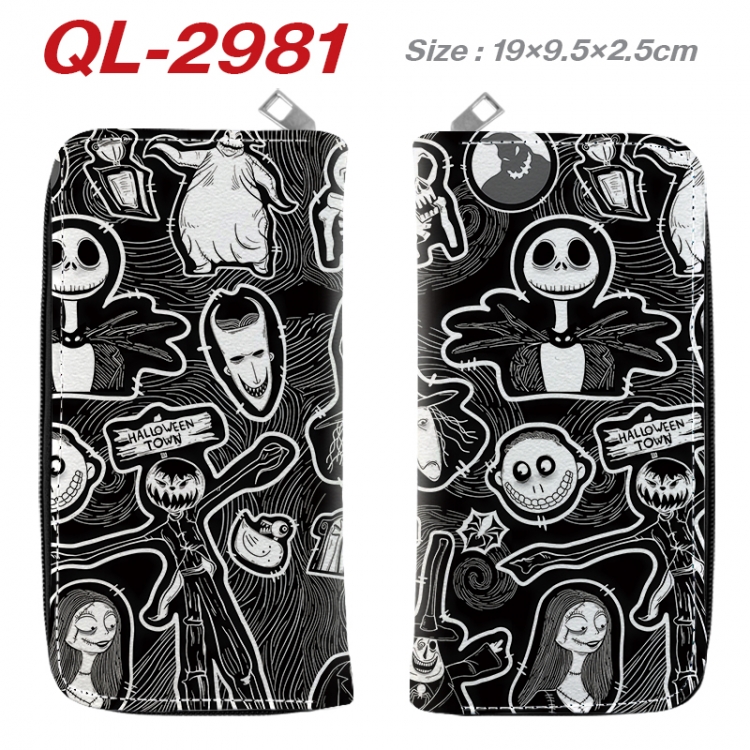 The Nightmare Before Christmas Anime peripheral PU leather full-color long zippered wallet 19.5x9.5x2.5cm QL-2981