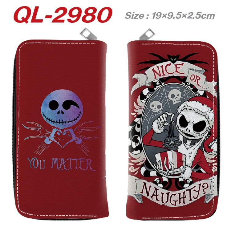 The Nightmare Before Christmas Anime peripheral PU leather full-color long zippered wallet 19.5x9.5x2.5cm  QL-2980