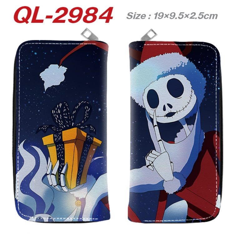 The Nightmare Before Christmas Anime peripheral PU leather full-color long zippered wallet 19.5x9.5x2.5cm QL-2984