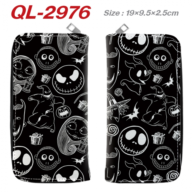The Nightmare Before Christmas Anime peripheral PU leather full-color long zippered wallet 19.5x9.5x2.5cm QL-2976