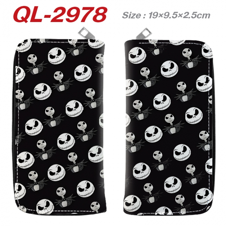 The Nightmare Before Christmas Anime peripheral PU leather full-color long zippered wallet 19.5x9.5x2.5cm QL-2978