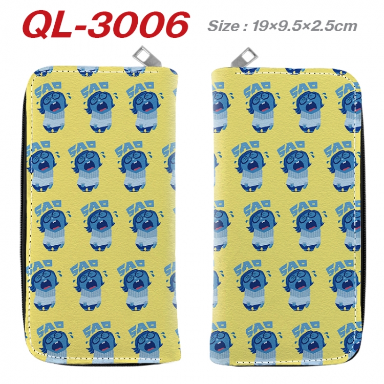 Inside Out Anime peripheral PU leather full-color long zippered wallet 19.5x9.5x2.5cm QL-3006