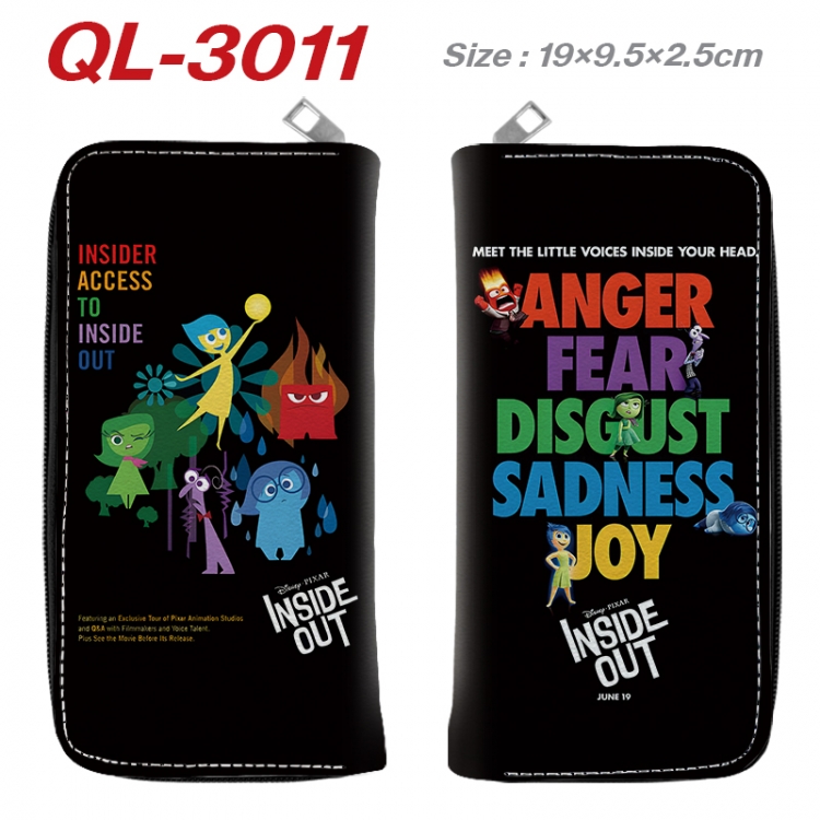 Inside Out Anime peripheral PU leather full-color long zippered wallet 19.5x9.5x2.5cm QL-3011