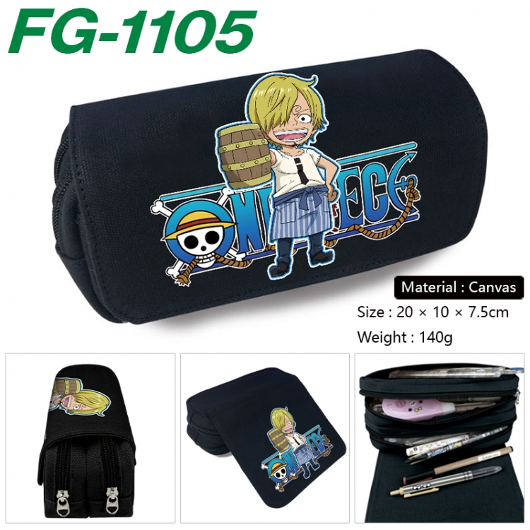 One Piece Anime Multi-Function Double Zipper Canvas Cosmetic Bag Pen Case 20x10x7.5cm