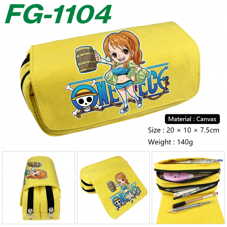 One Piece Anime Multi-Function Double Zipper Canvas Cosmetic Bag Pen Case 20x10x7.5cm