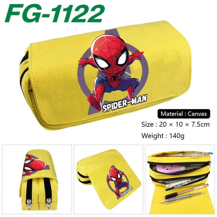 Marvel Anime Multi-Function Double Zipper Canvas Cosmetic Bag Pen Case 20x10x7.5cm FG-1122