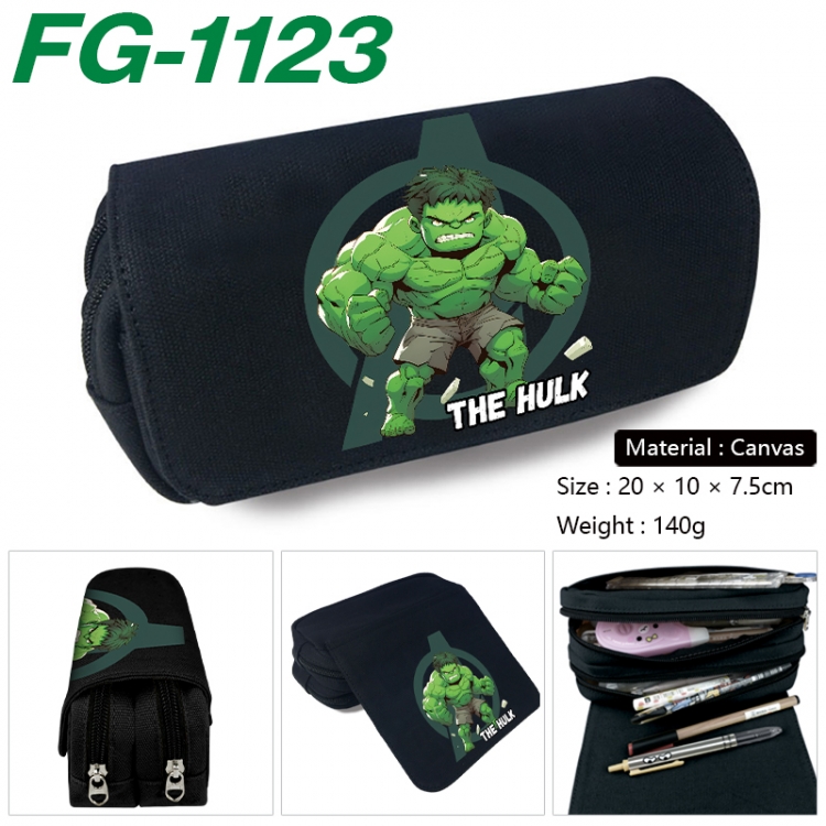 Marvel Anime Multi-Function Double Zipper Canvas Cosmetic Bag Pen Case 20x10x7.5cm FG-1123