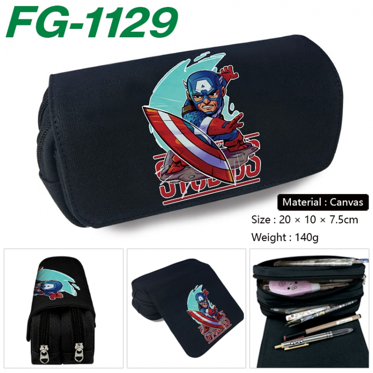 Marvel Anime Multi-Function Double Zipper Canvas Cosmetic Bag Pen Case 20x10x7.5cm FG-1129
