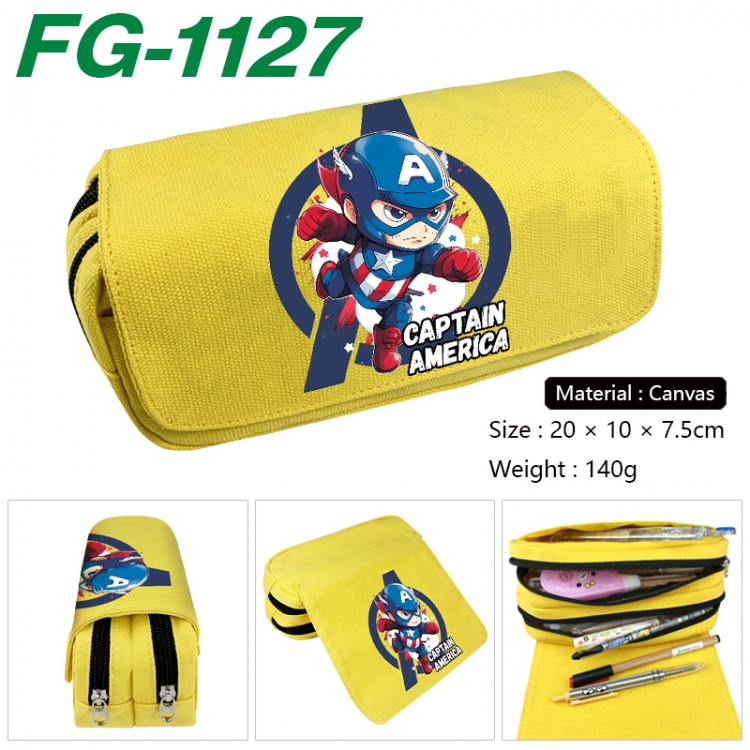 Marvel Anime Multi-Function Double Zipper Canvas Cosmetic Bag Pen Case 20x10x7.5cm FG-1127