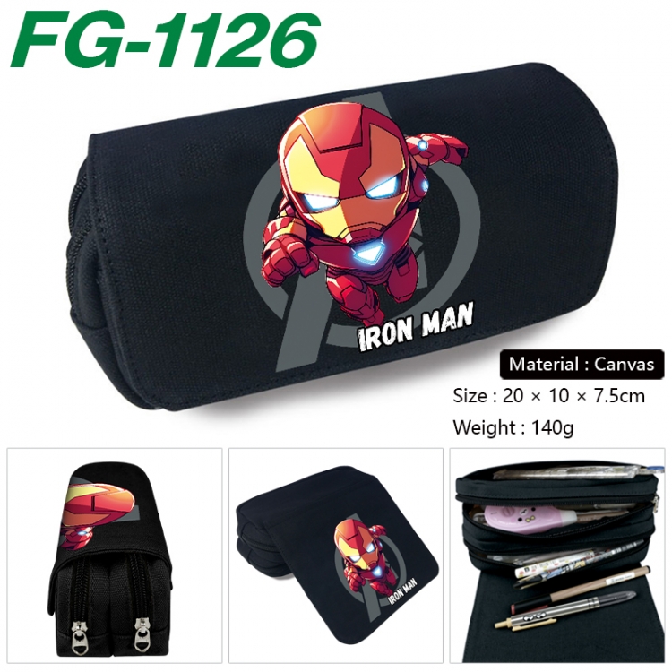 Marvel Anime Multi-Function Double Zipper Canvas Cosmetic Bag Pen Case 20x10x7.5cm FG-1126