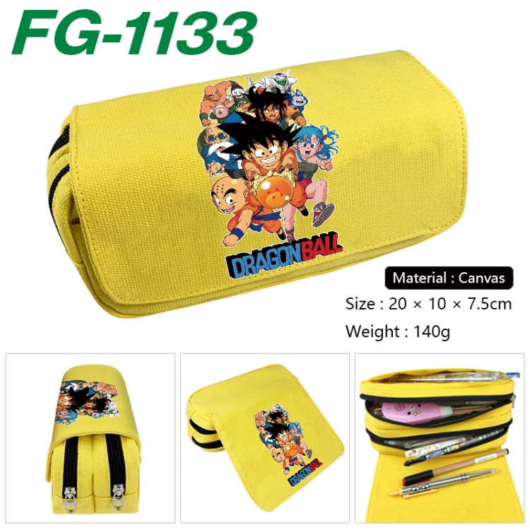DRAGON BALL Anime Multi-Function Double Zipper Canvas Cosmetic Bag Pen Case 20x10x7.5cm  FG-1133