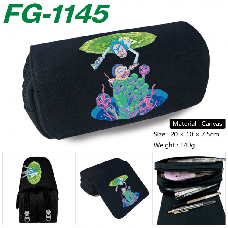 Rick and Morty Anime Multi-Function Double Zipper Canvas Cosmetic Bag Pen Case 20x10x7.5cm  FG-1145