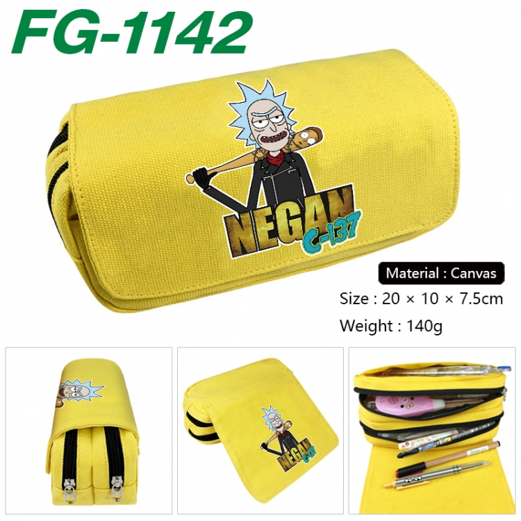 Rick and Morty Anime Multi-Function Double Zipper Canvas Cosmetic Bag Pen Case 20x10x7.5cm  FG-1142