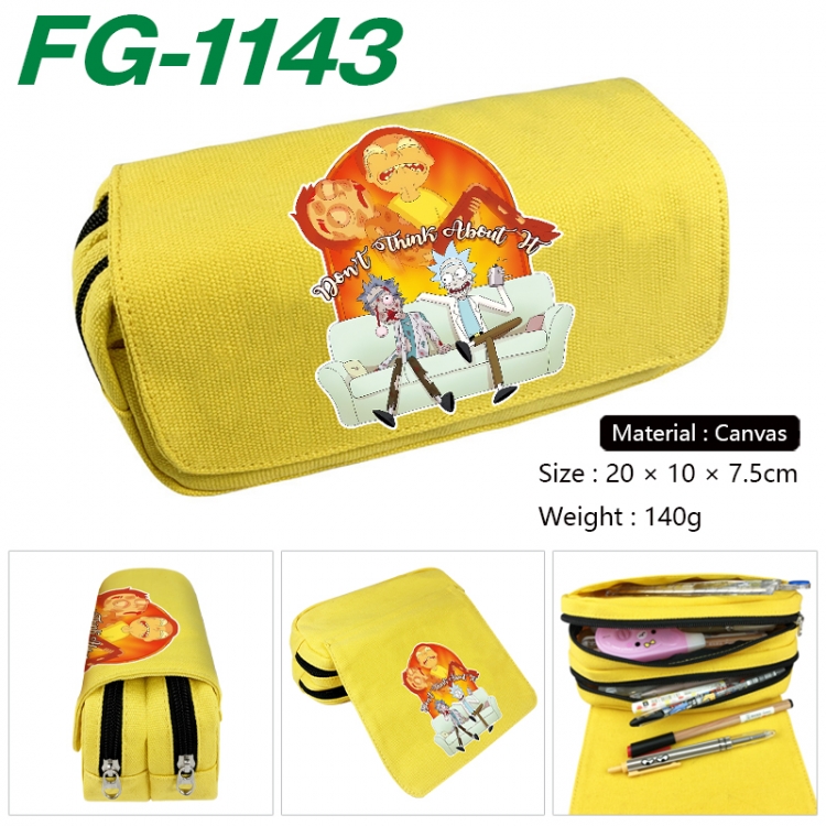Rick and Morty Anime Multi-Function Double Zipper Canvas Cosmetic Bag Pen Case 20x10x7.5cm  FG-1143