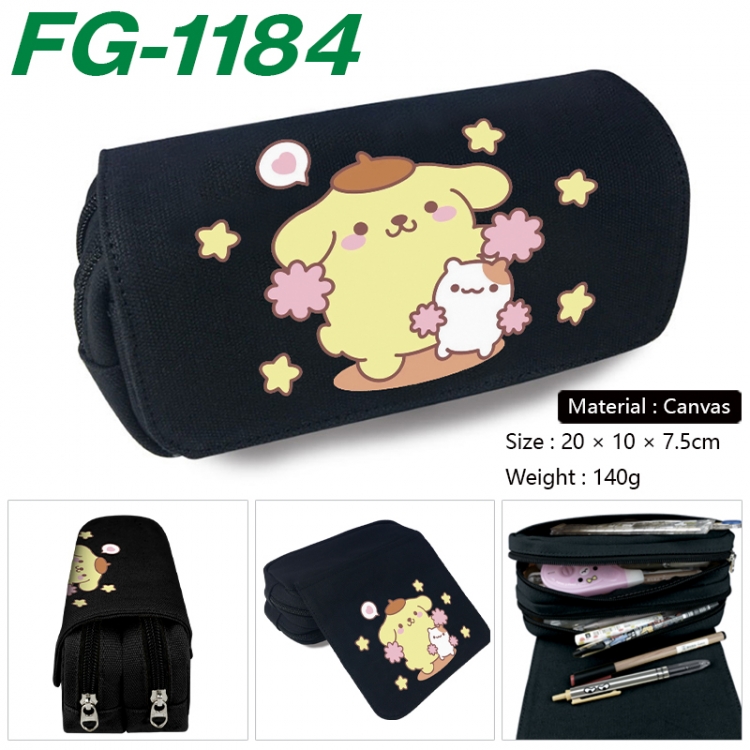 sanrio Anime Multi-Function Double Zipper Canvas Cosmetic Bag Pen Case 20x10x7.5cm FG-1184