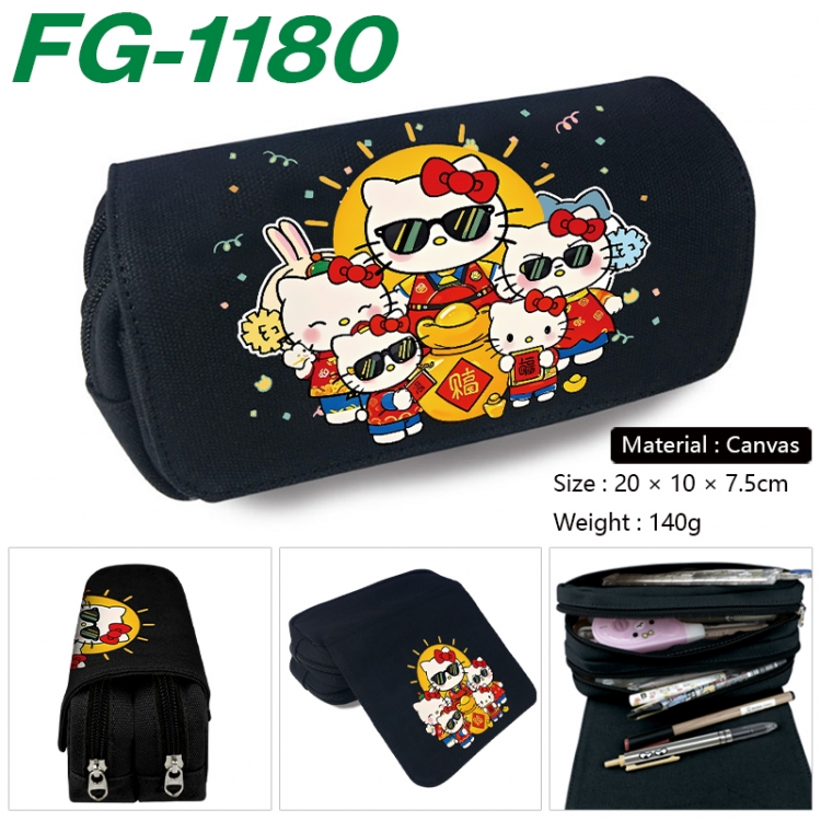 sanrio Anime Multi-Function Double Zipper Canvas Cosmetic Bag Pen Case 20x10x7.5cm FG-1180