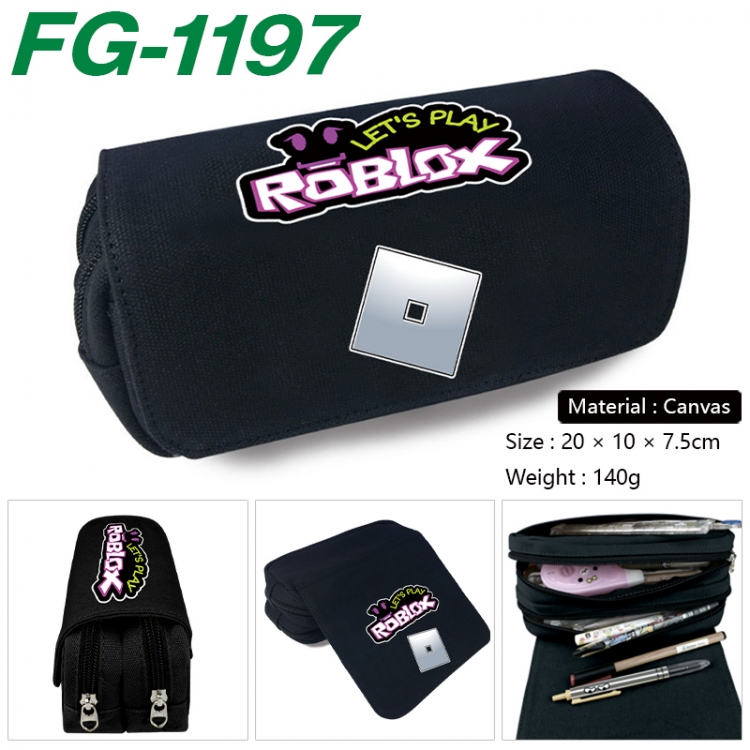 Roblox Anime Multi-Function Double Zipper Canvas Cosmetic Bag Pen Case 20x10x7.5cm  FG-1197
