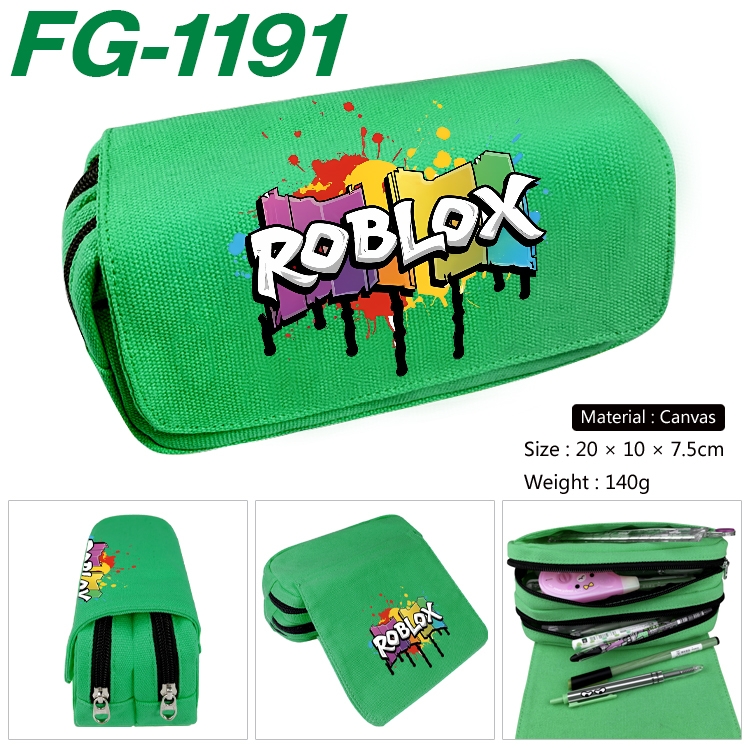 Roblox Anime Multi-Function Double Zipper Canvas Cosmetic Bag Pen Case 20x10x7.5cm  FG-1191