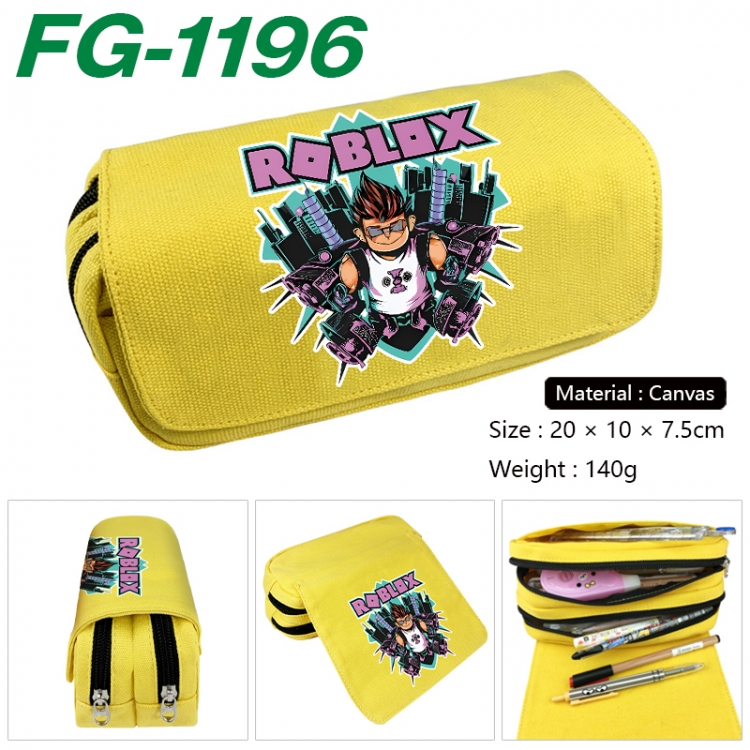 Roblox Anime Multi-Function Double Zipper Canvas Cosmetic Bag Pen Case 20x10x7.5cm  FG-1196