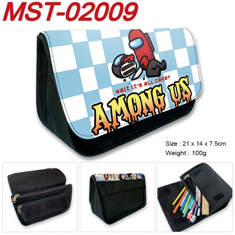 Among us Anime Velcro canvas zipper pencil case Pencil Bag 21x14x7.5cm MST-02009