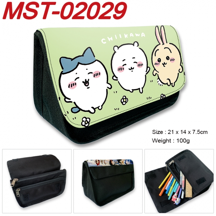 Chiikawa Anime Velcro canvas zipper pencil case Pencil Bag 21x14x7.5cm MST-02029