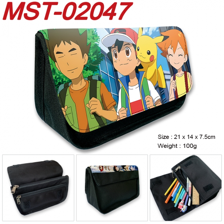 Pokemon Anime Velcro canvas zipper pencil case Pencil Bag 21x14x7.5cm MST-02047