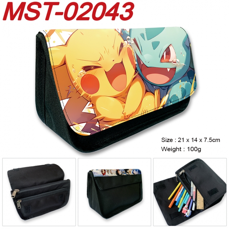 Pokemon Anime Velcro canvas zipper pencil case Pencil Bag 21x14x7.5cm  MST-02043