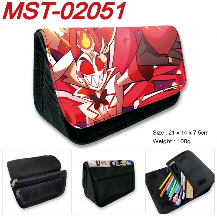 Hazbin Hotel Anime Velcro canvas zipper pencil case Pencil Bag 21x14x7.5cm