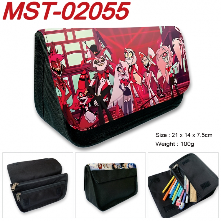 Hazbin Hotel Anime Velcro canvas zipper pencil case Pencil Bag 21x14x7.5cm