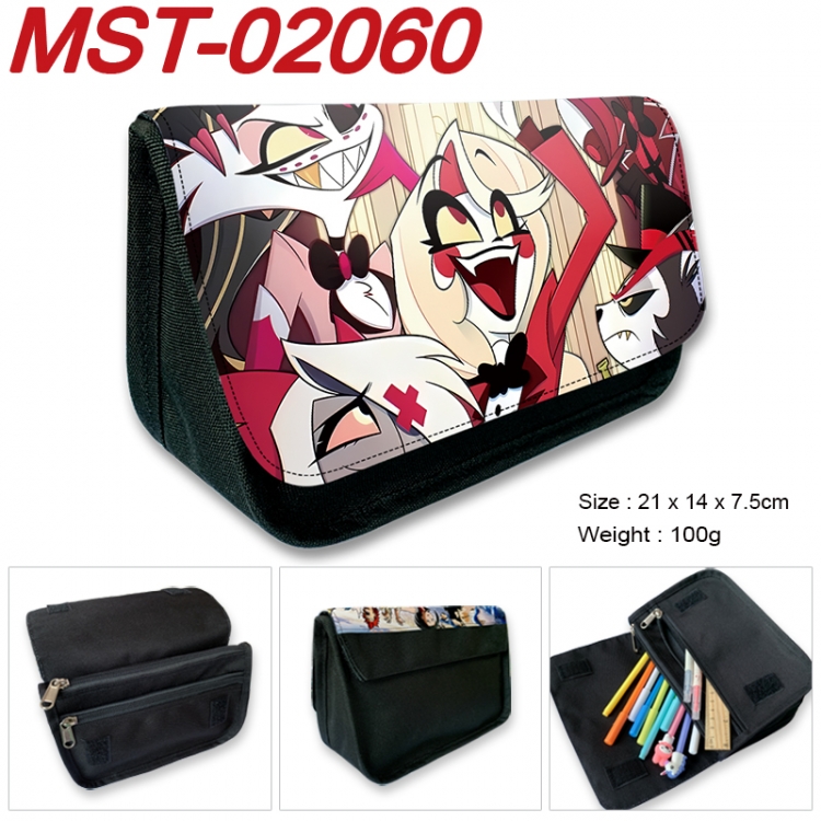 Hazbin Hotel Anime Velcro canvas zipper pencil case Pencil Bag 21x14x7.5cm