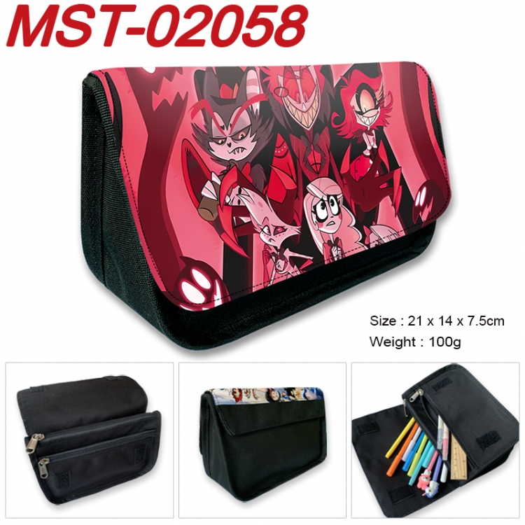 Hazbin Hotel Anime Velcro canvas zipper pencil case Pencil Bag 21x14x7.5cm