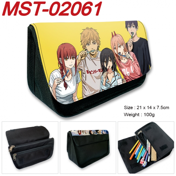 Chainsaw man Anime Velcro canvas zipper pencil case Pencil Bag 21x14x7.5cm MST-02061