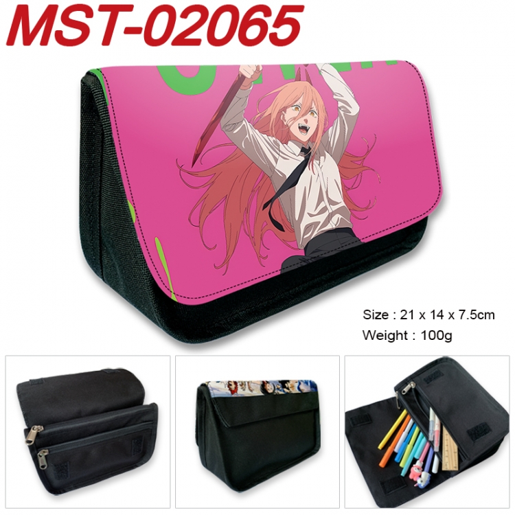 Chainsaw man Anime Velcro canvas zipper pencil case Pencil Bag 21x14x7.5cm  MST-02065