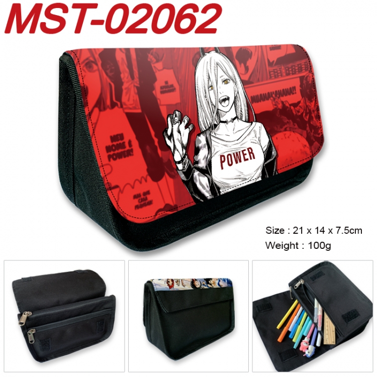 Chainsaw man Anime Velcro canvas zipper pencil case Pencil Bag 21x14x7.5cm MST-02062