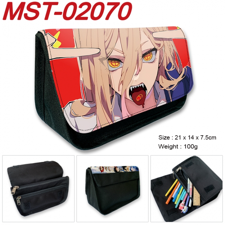 Chainsaw man Anime Velcro canvas zipper pencil case Pencil Bag 21x14x7.5cm MST-02070