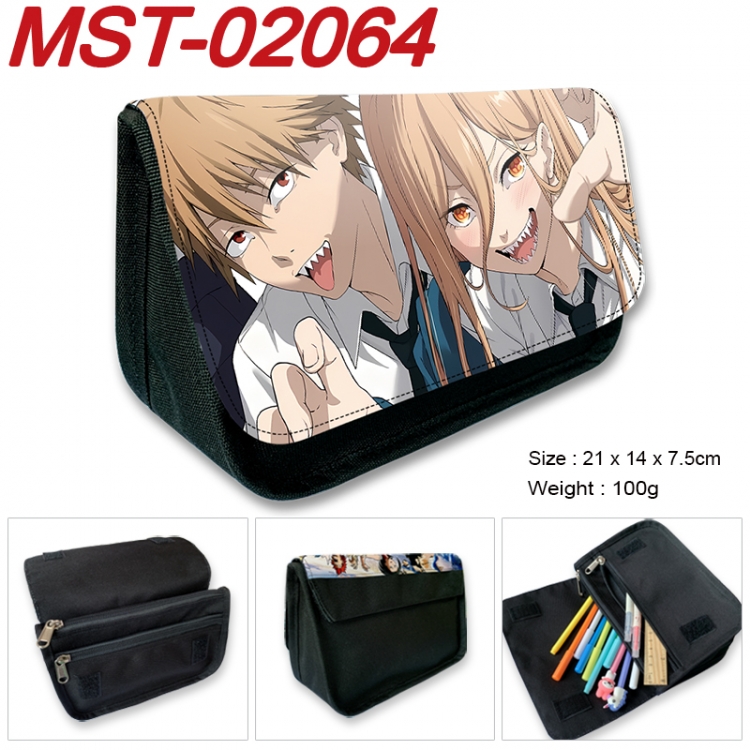 Chainsaw man Anime Velcro canvas zipper pencil case Pencil Bag 21x14x7.5cm  MST-02064