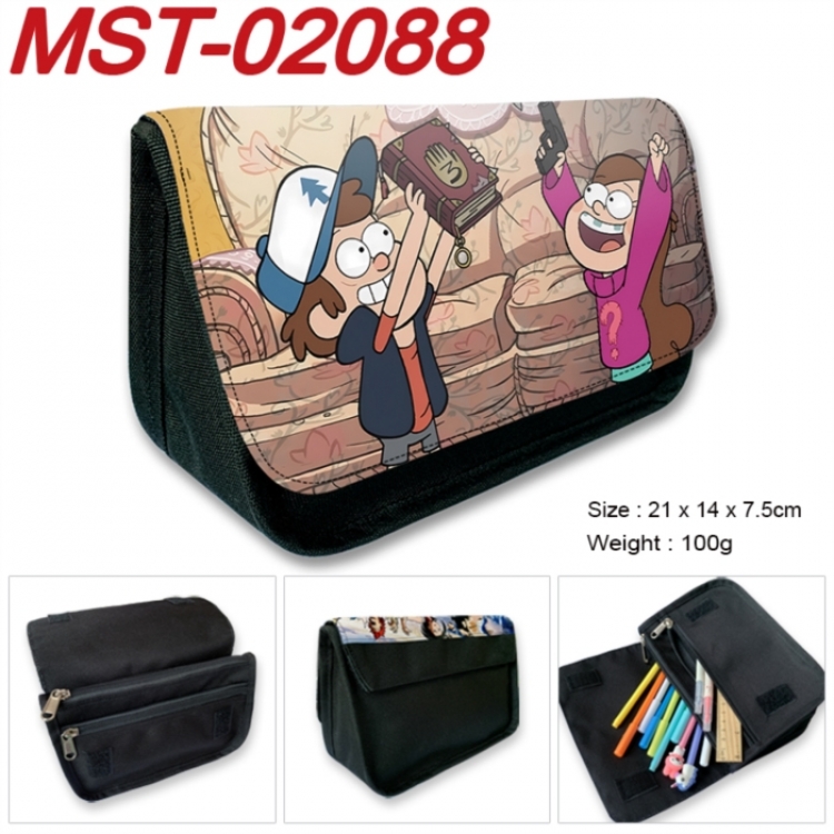 Gravity Falls Anime Velcro canvas zipper pencil case Pencil Bag 21x14x7.5cm