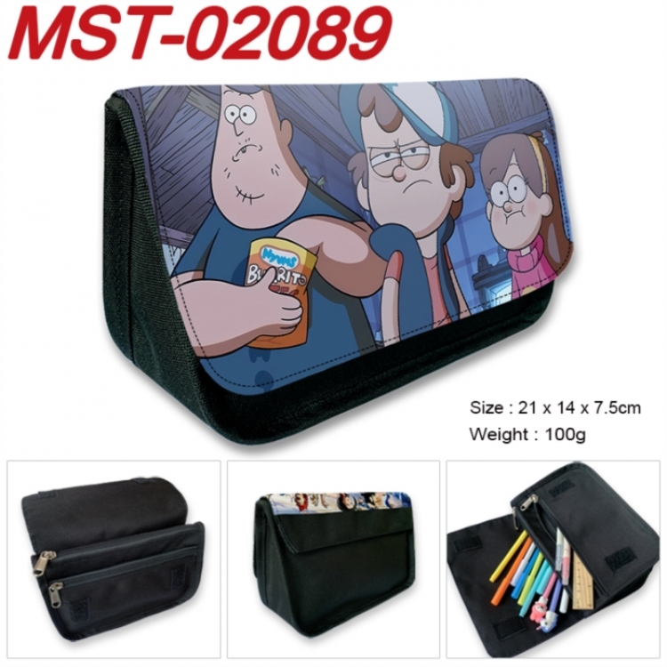 Gravity Falls Anime Velcro canvas zipper pencil case Pencil Bag 21x14x7.5cm