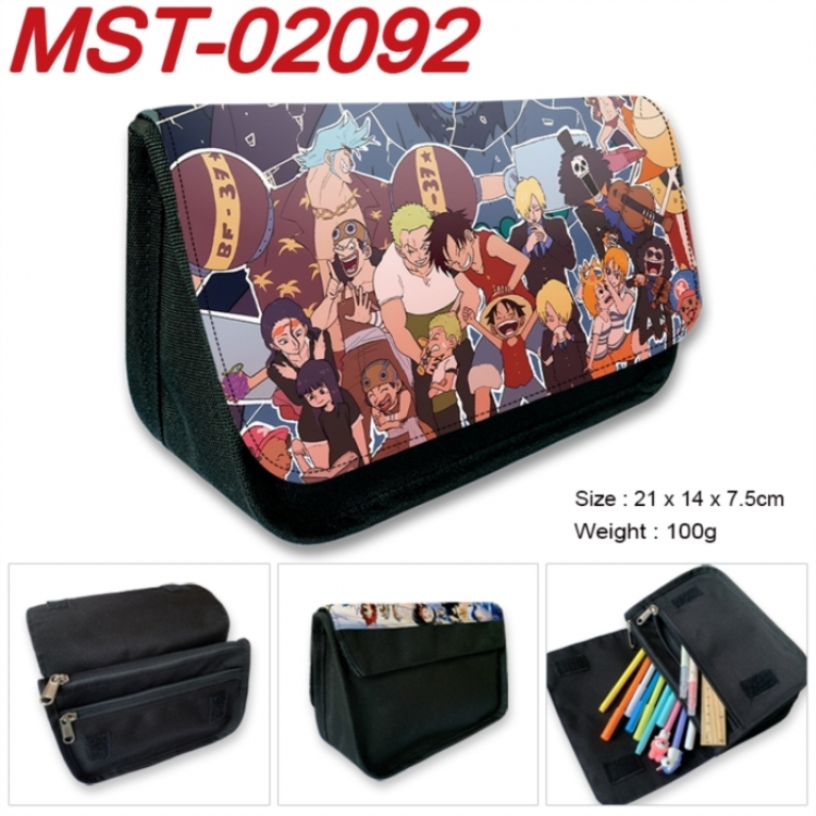 One Piece Anime Velcro canvas zipper pencil case Pencil Bag 21x14x7.5cm MST-02092