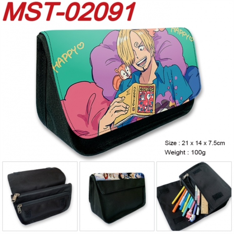 One Piece Anime Velcro canvas zipper pencil case Pencil Bag 21x14x7.5cm MST-02091