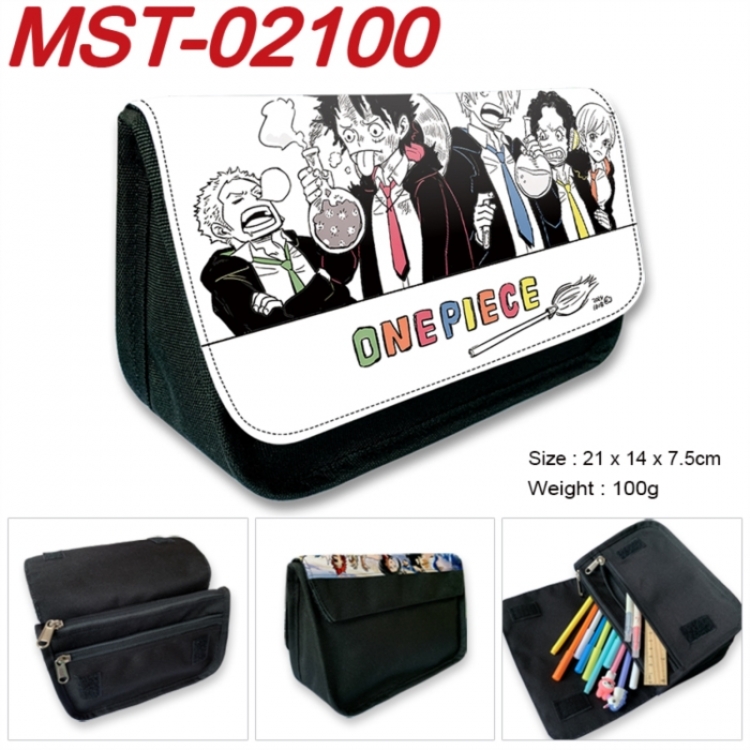 One Piece Anime Velcro canvas zipper pencil case Pencil Bag 21x14x7.5cm MST-02100