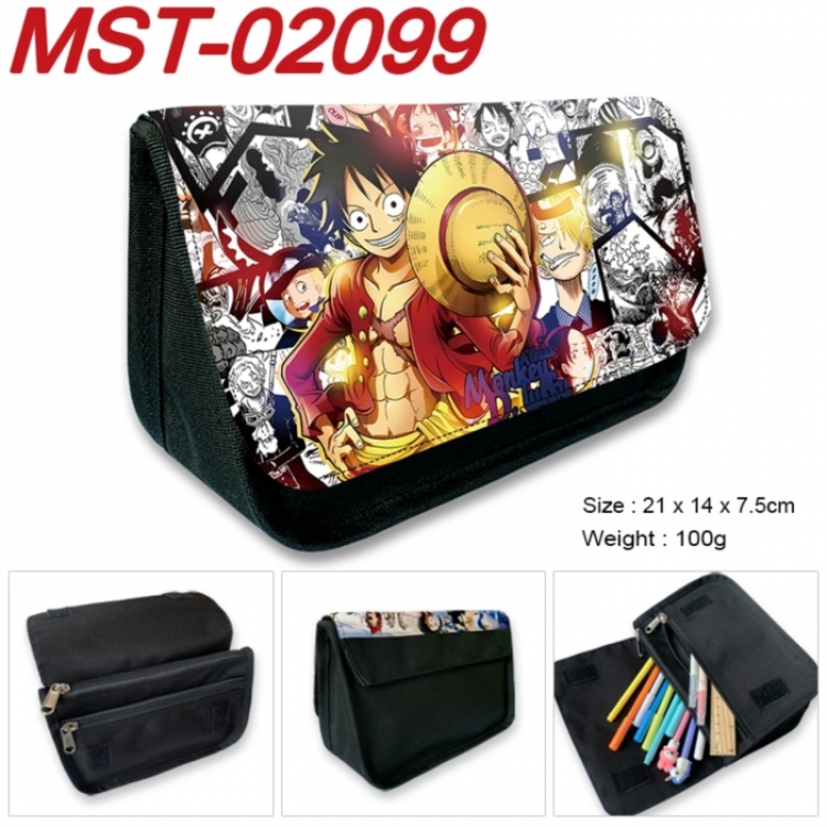 One Piece Anime Velcro canvas zipper pencil case Pencil Bag 21x14x7.5cm MST-02099