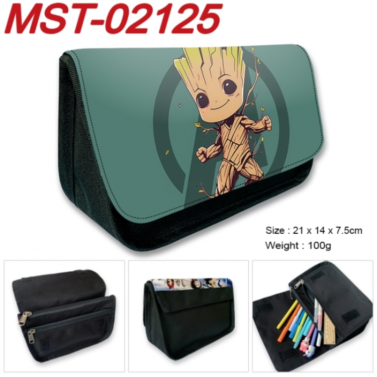 Marvel Anime Velcro canvas zipper pencil case Pencil Bag 21x14x7.5cm MST-02125