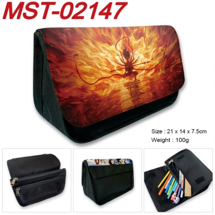 Nezha Anime Velcro canvas zipper pencil case Pencil Bag 21x14x7.5cmMST-02147